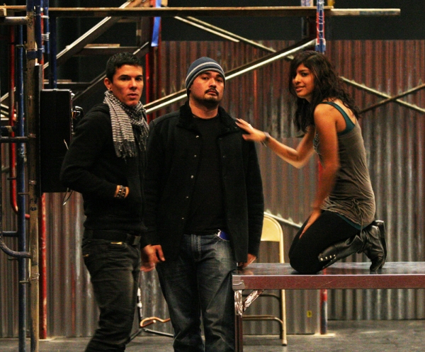 Jesus Martinez (Angel), Justin Torres (Roger) and Erica Tirado (Mimi) rehearse for RE Photo